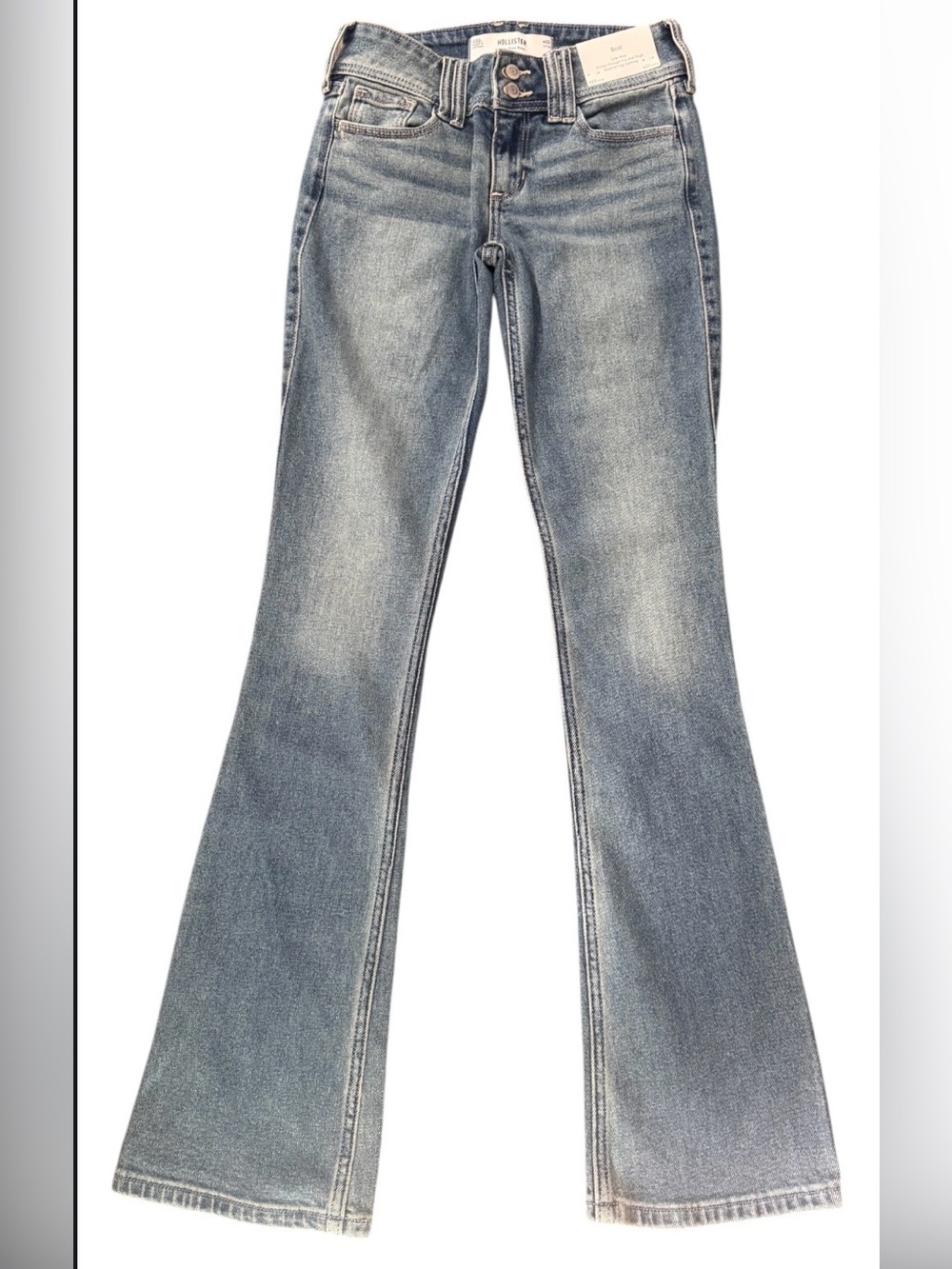 Hollister bootcut medium wash denim jeans junior size floral embroidery